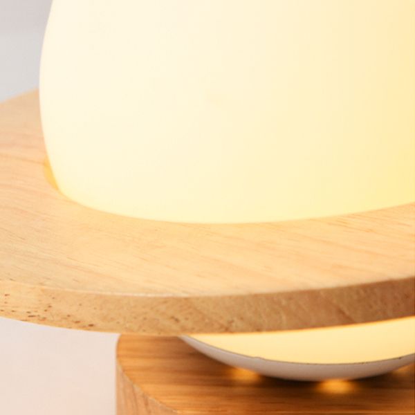 Contemporary Sphere Flush Light Fixture Wood 1 Light Flush Mount Lamps in Brown