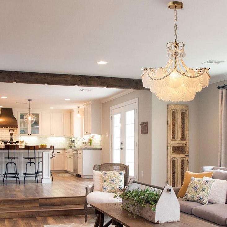 American Style Glass Chandelier Multi Light Hanging Light for Bedroom Dining Room