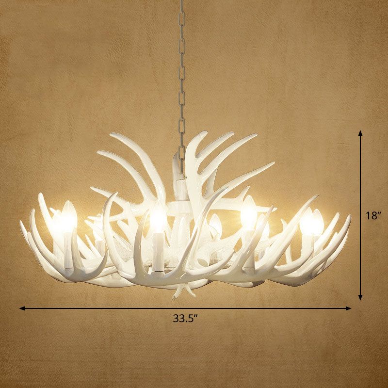 Deer Horn Resin Chandelier Lighting Classic Style Dining Room Pendant Light Fixture