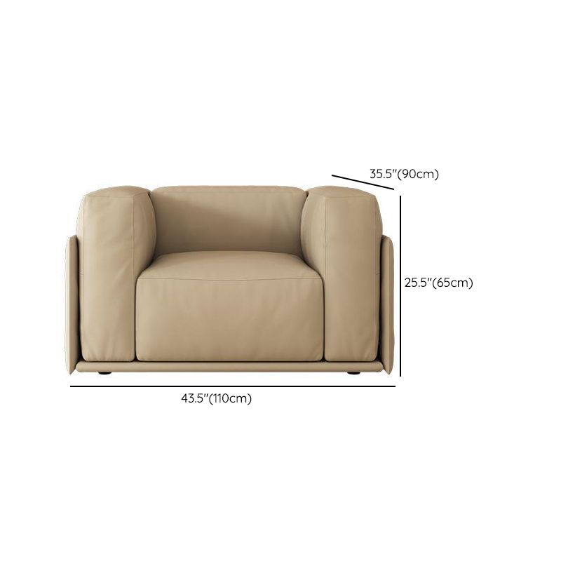 Faux Leather Tuxedo Arm Standard Sofa Contemporary Cushions Settee