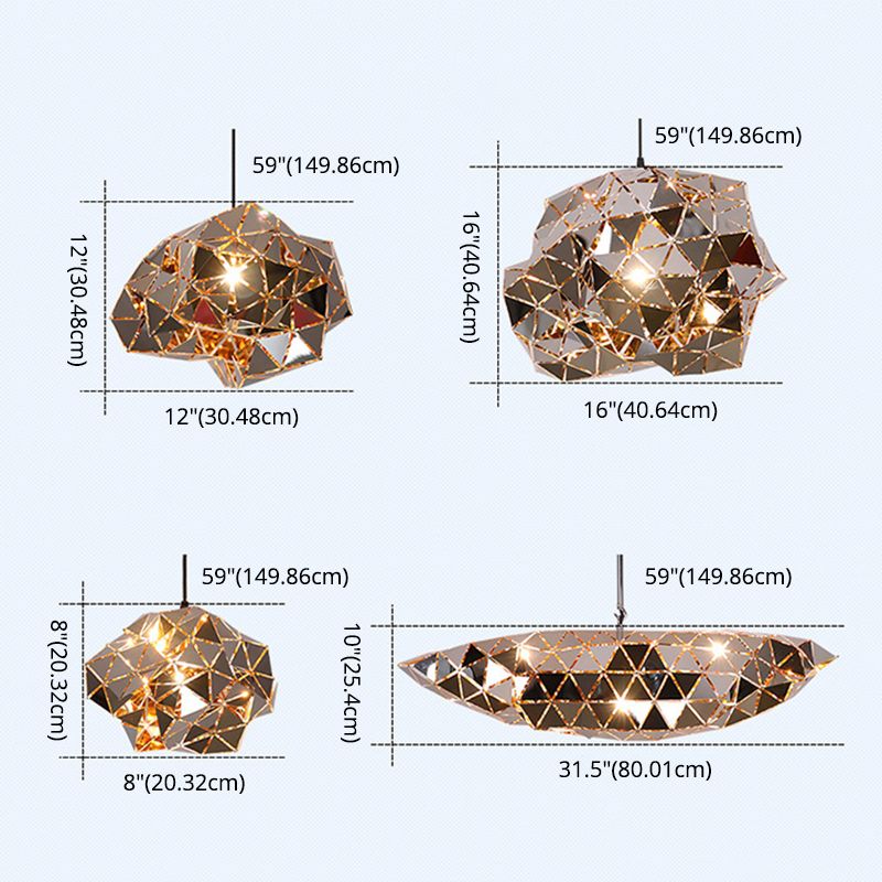 Chrome Laser-Cut Pendant Lamp Decorative Postmodern Stainless Steel Suspension Light