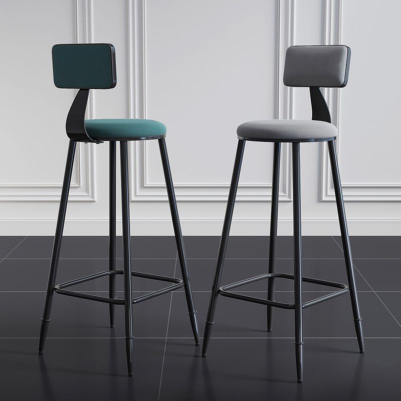 Modern Backrest Armless Counter Stool Iron Dining Room Bar Stool with Cushion and Pedal