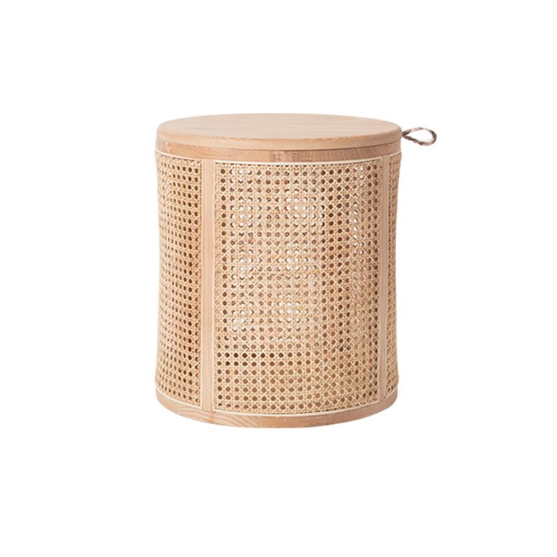 17.71 " Tall Solid Wood Round Top Side Table Drum Base End Table