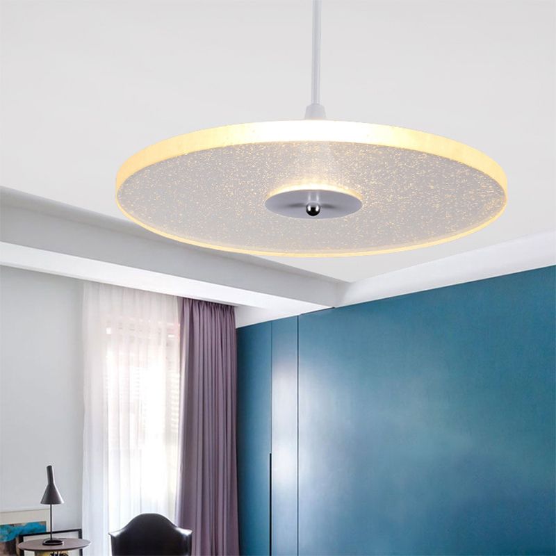 Iluminación colgante redonda de 12 "/16" de ancho Cristal moderno 1 Lámpara de colgación blanca LED para sala de estar