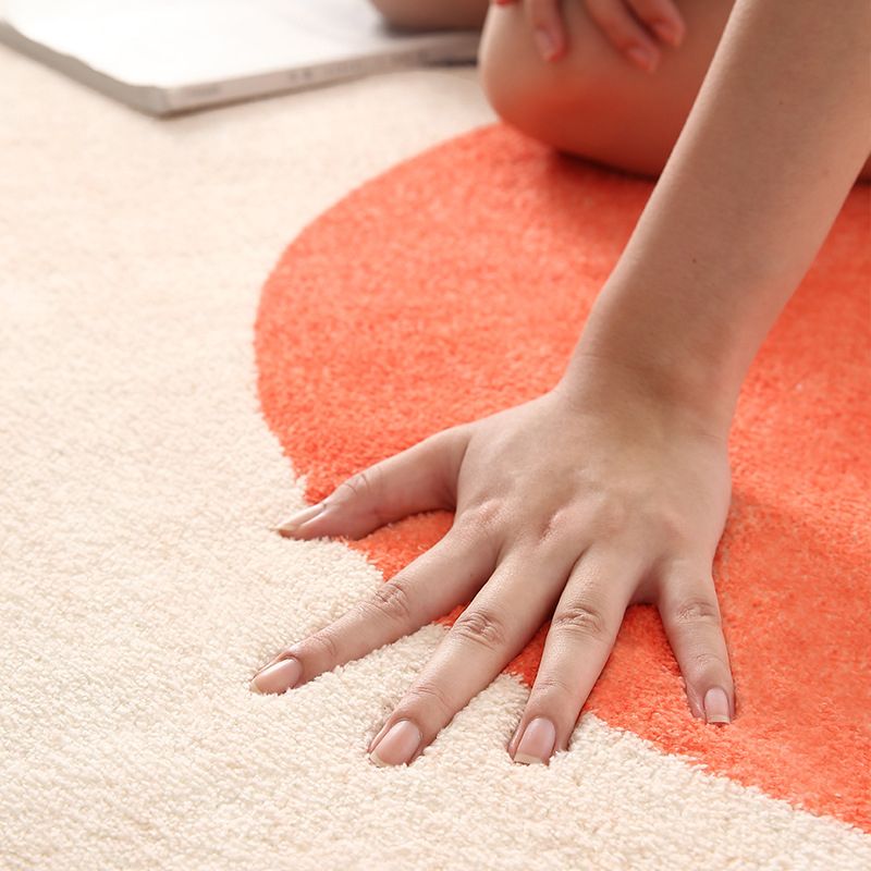 Orangefarbener nordischer Teppich aus Polyester in Kontrastfarbe, waschbarer Teppich für die Inneneinrichtung