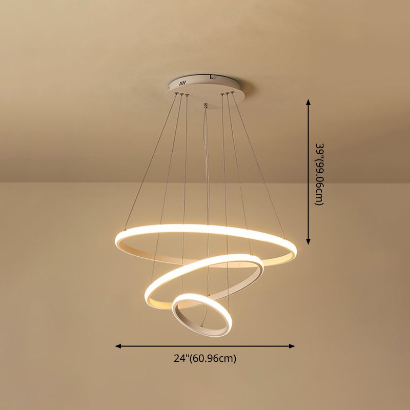 Modern Chandelier Lights Multiple Rings Hanging Ceiling Lights Metal Chain Chandelier