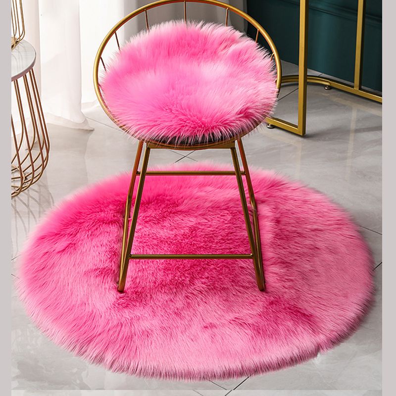 Round Casual Solid Shag Carpet Polyester Indoor Rug Non-Slip Backing Area Carpet for Home Decoration