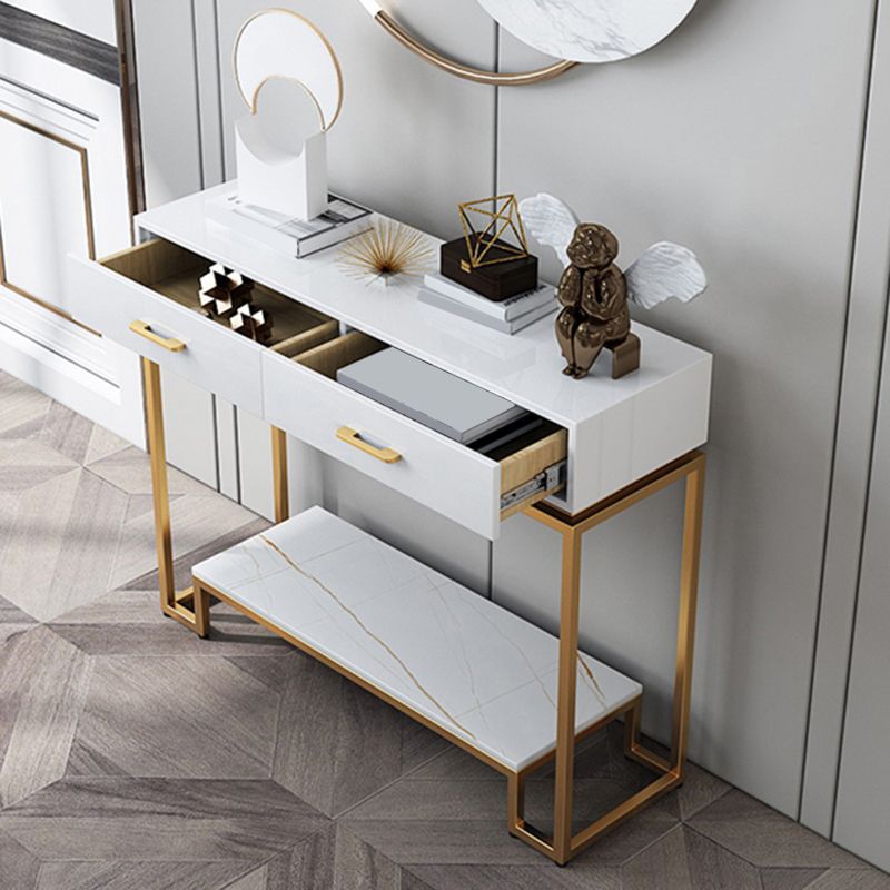 Rectangle Shape Contemporary Console Table 2 Drawers Wood Console Sofa Table