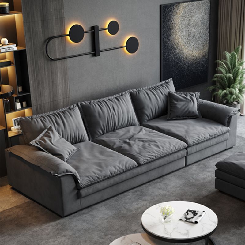 Black Faux Leather Pillow Top Arm Sofa/Sectionals with Stain-Resistant