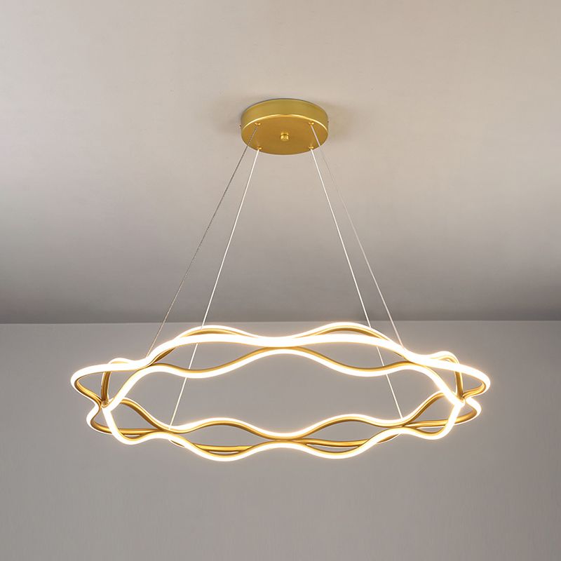 Lámpara de lámpara de lámpara LED moderna Lámpara de lámpara lineal de sala de estar en oro