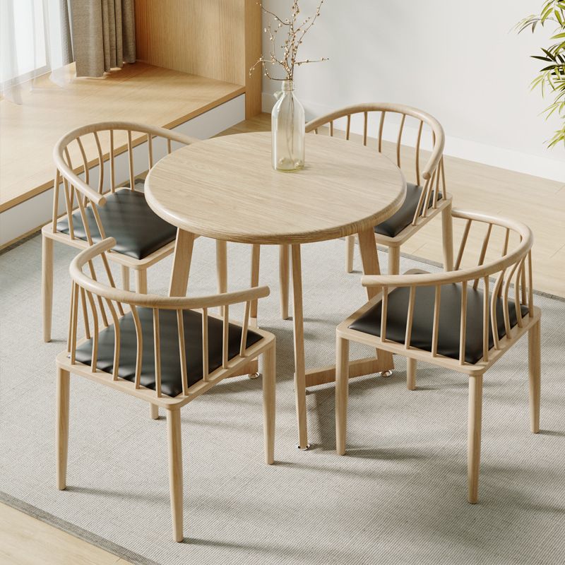 Round Wood Dining Table Sled Base Dining Table in Natural and Walnut