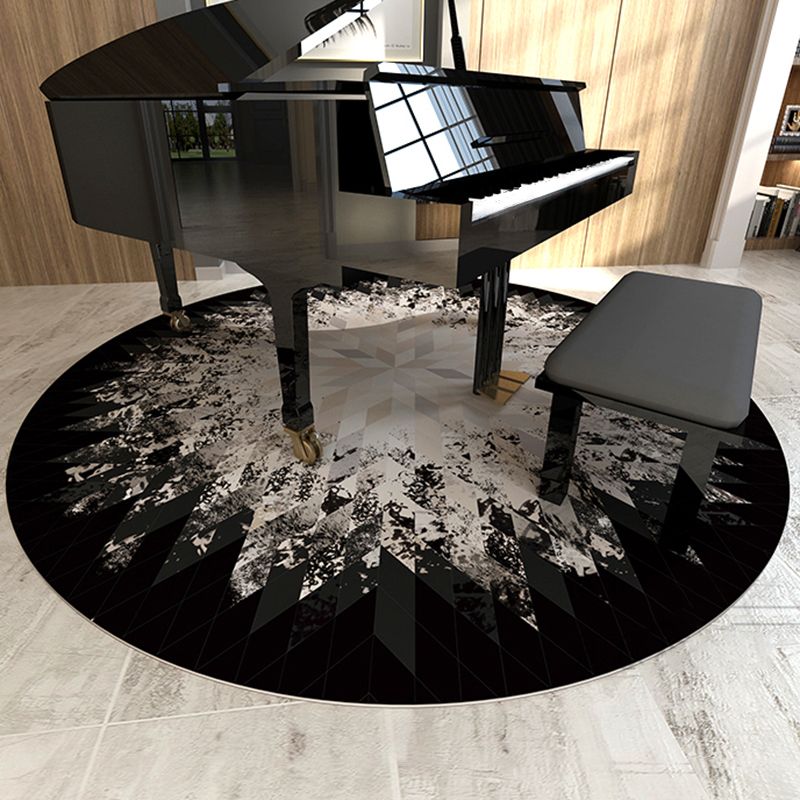 Tone noir rond Casual Indoor tapis polyester tapis imprime