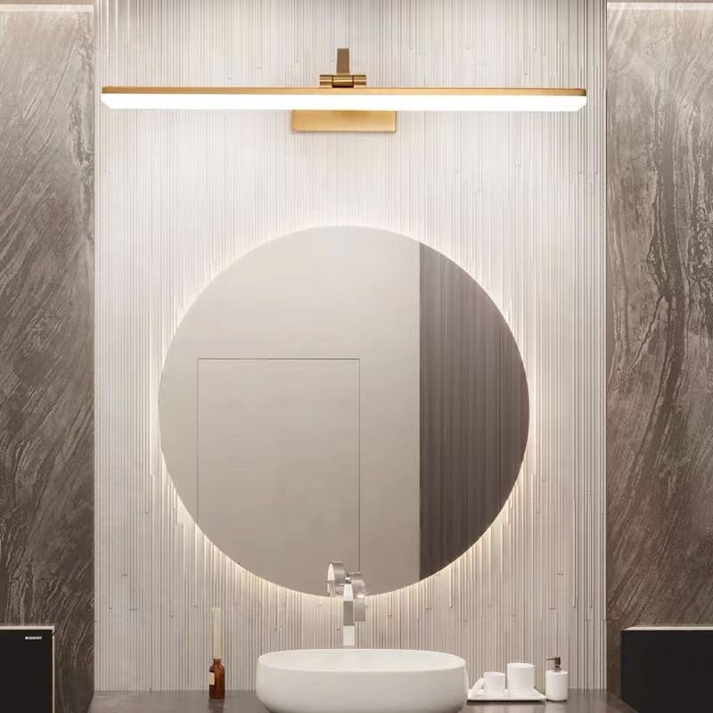 1 Light Linear Shade Wall Sconce Post-Modern Simple Style Mirror Wall Lighting in Brass
