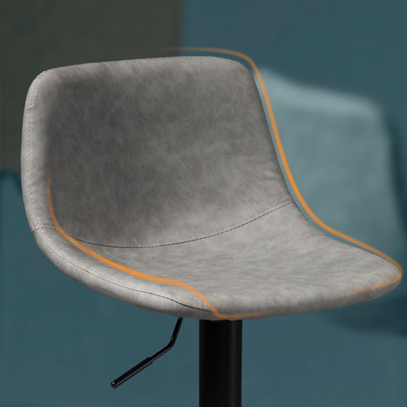 Contemporary Metal Barstool Faux Leather Upholstered Counter Stool Home