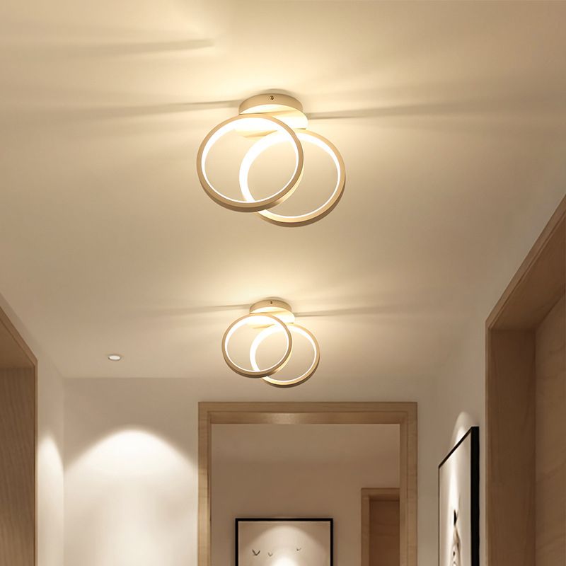 2-Lights Metal Semi Flush Mounted Ceiling Led Lights Modern Style Geometric Ceiling Flush