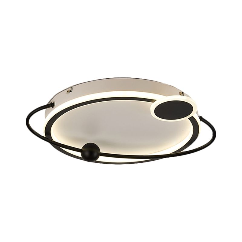 Metal Round Ceiling Mount Contemporary Gold/Black LED Flush Lighting in Warm/White Light, 19"/23.5" Dia