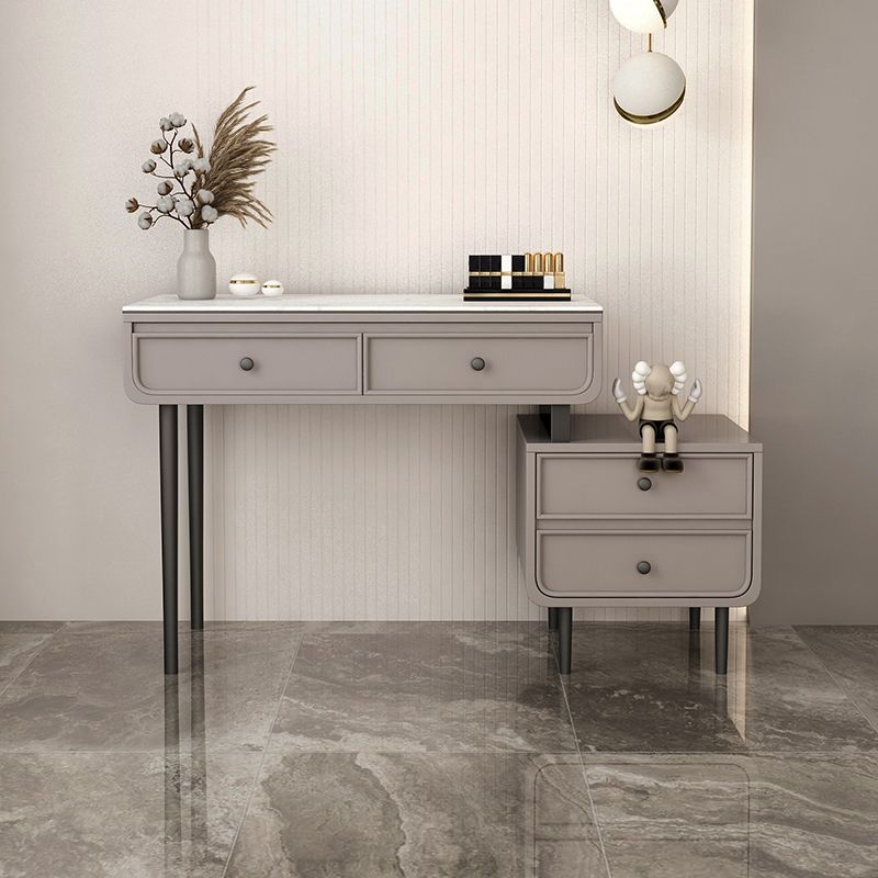 Glam Slate Top Make-up Vanity 4 Drawer Vanity Desk for Bedroom