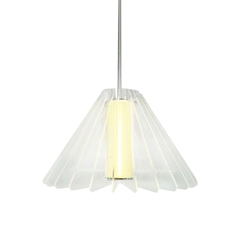Wide Flare Pendant Lighting Modernist Clear Glass 1 Head Dining Room Ceiling Hanging Light