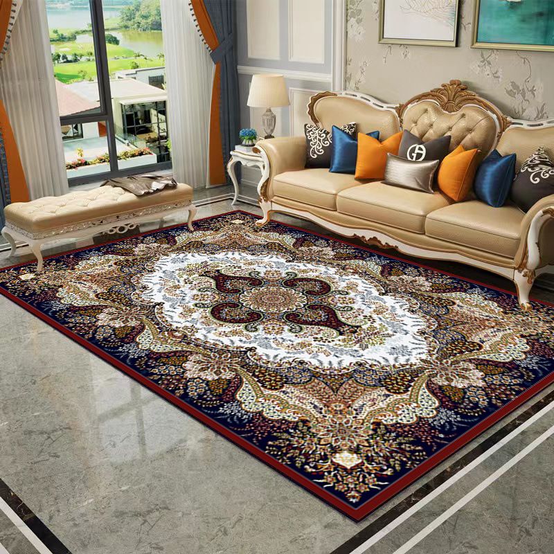 Vintage Bohemian Living Room Rug American Print Polyester Area Carpet Stain Resistant Rug