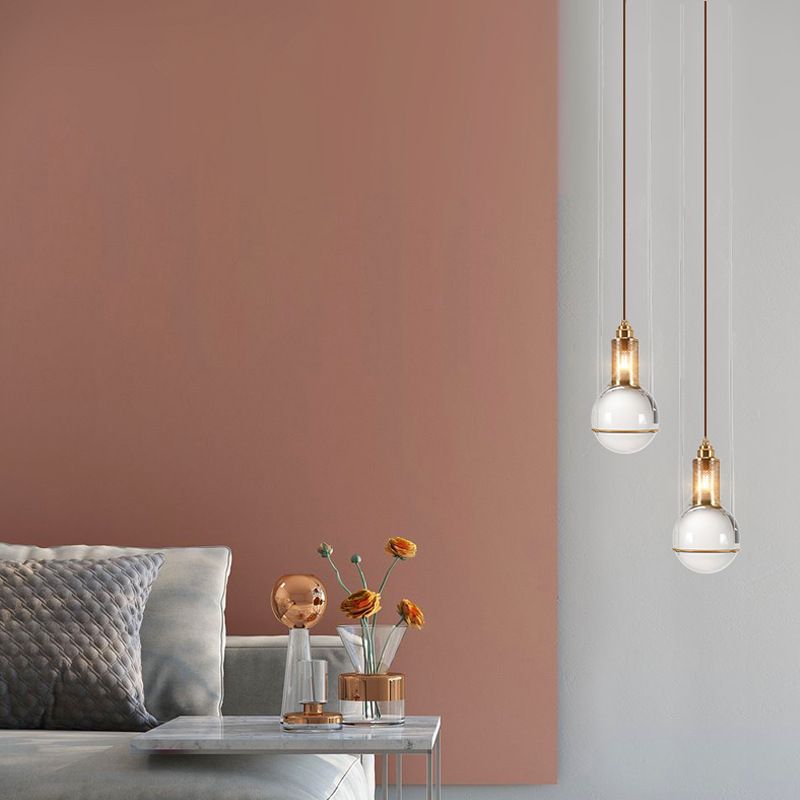 1 Light Pendant Light Modern Minimalist Globe Clear Crystal Shade Hanging Lamp for Living Room