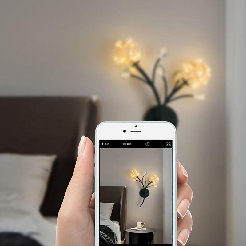 Glass Round Shape Wall Light Modern Style 2-Lights Wall Mounted Light Fixture