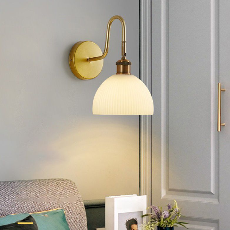 1-Light Wall Lamp Modern Wall Mount Lamp with Glass Shade for Bedroom