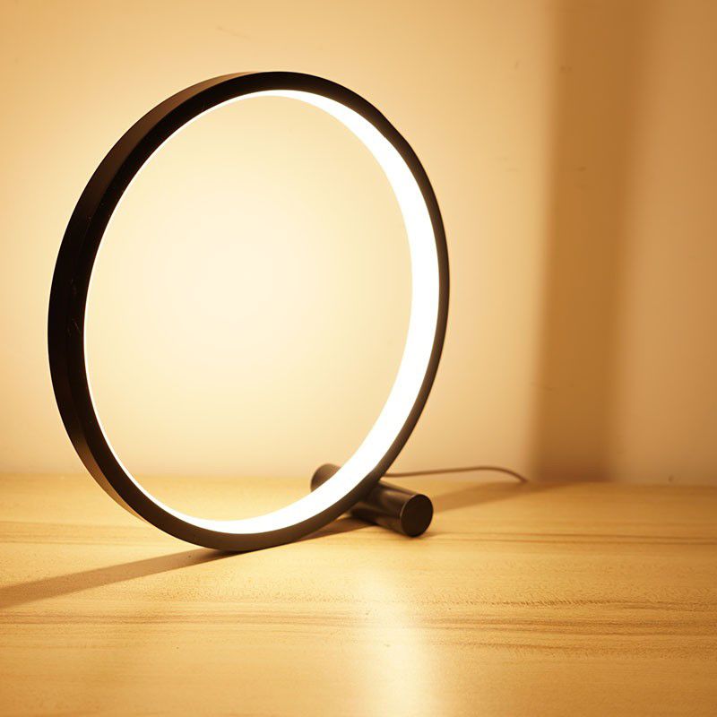 Lampada da tavolo notturna a forma di cerchio moderna 1 comodino leggero lampada