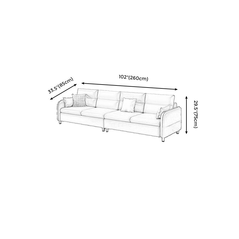 Modern Square Arm Sofa 4-Seat Couch with Pillow Back Cushions and Storage