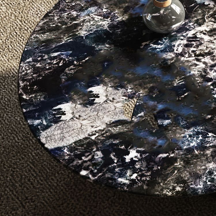 Minimalistic Slate Coffee Table Round Bunching Coffee Table Sets for Living Room