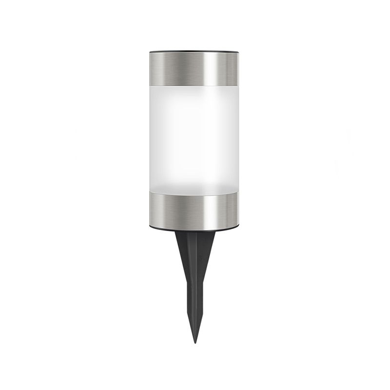 Plastic Cylinder Solar Ground Lighting Contemporary Black LED Landscape Light for Backyard