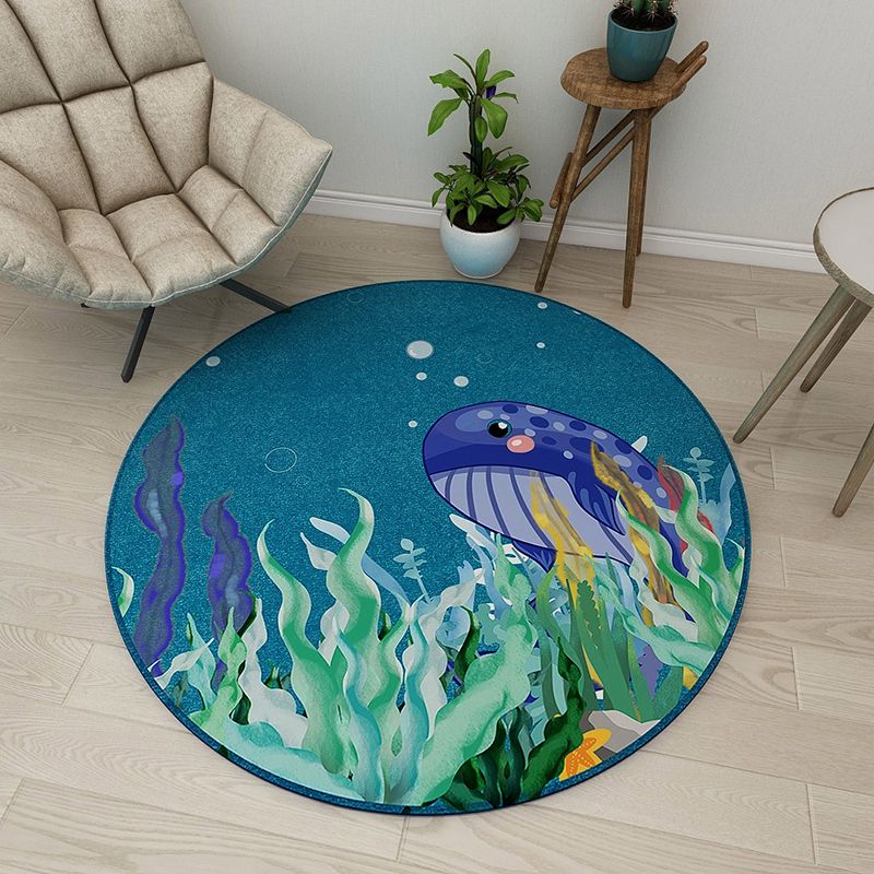 Round Multicolor Modern Indoor Rug Polyester Animal Print Rug Easy Care Indoor Rug for Living Room