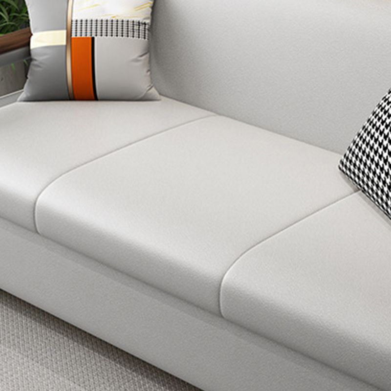 Light Gray Sleeper Sofa Faux leather Sofa Bed with Detachable Mattress