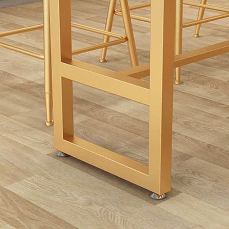 Rectangular Bar Height Table White Faux Marble Top Bistro Pub Table