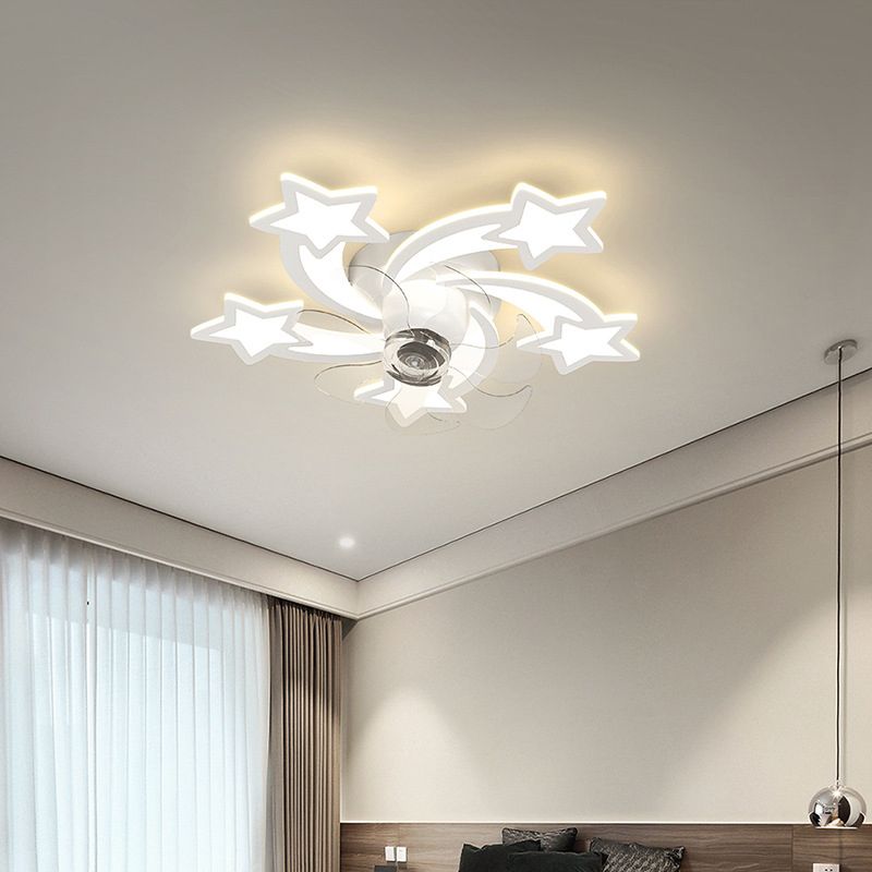 Modern Style Ceiling Fan Light LED Ceiling Mount Lamp with Acrylic Shade for Living Room