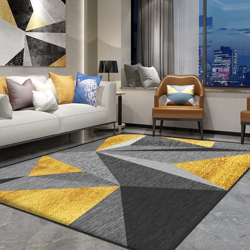 Neat 3D Effect Triangle Rug Multicolor Contemporary Carpet Polypropylene Machine Washable Pet Friendly Anti-Slip Rug for Home