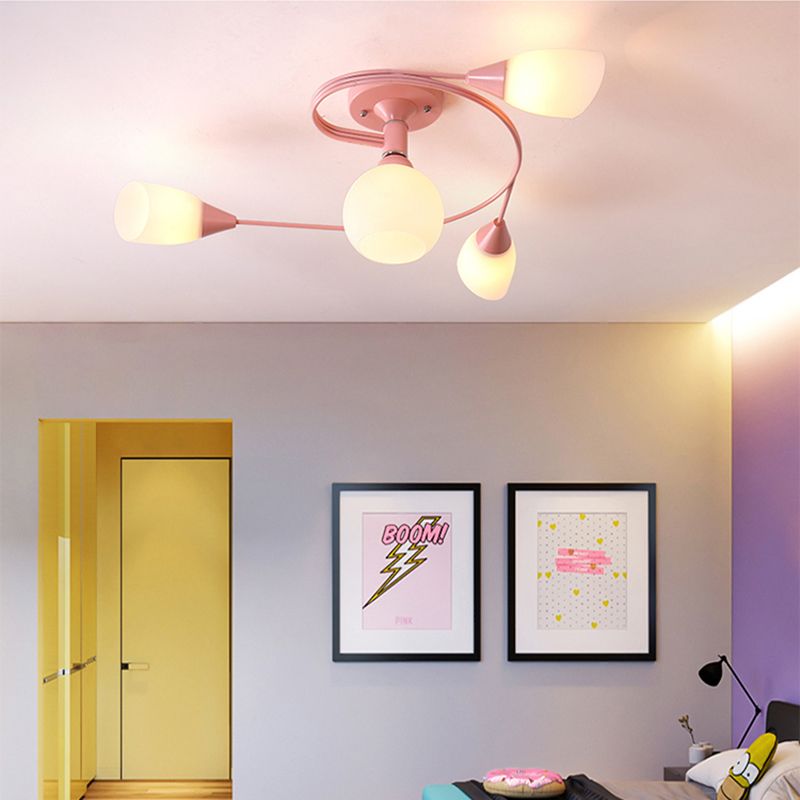 White Glass Flush Mount Light Modern Style Simplicity Bedroom Ceiling Lamp
