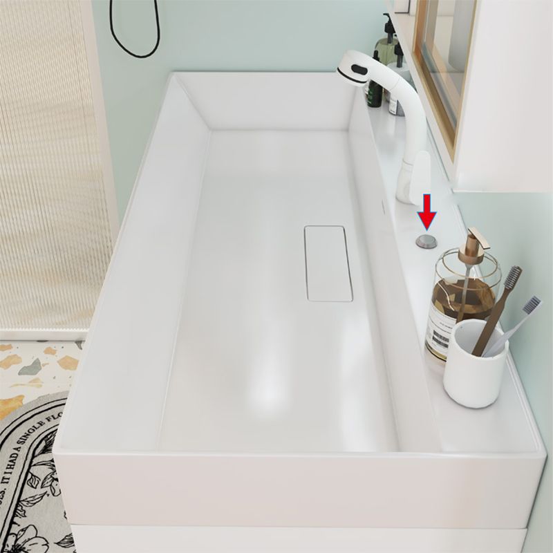 White Bathroom Vanity Mirror Rectangle Single Sink Wall Mount 2 Drawers Vanity with Door