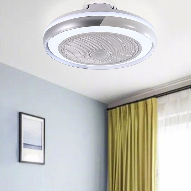 Runde Wohnzimmer Deckenlüftungslampe Metallic Moderne LED Semi Flush Leuchte