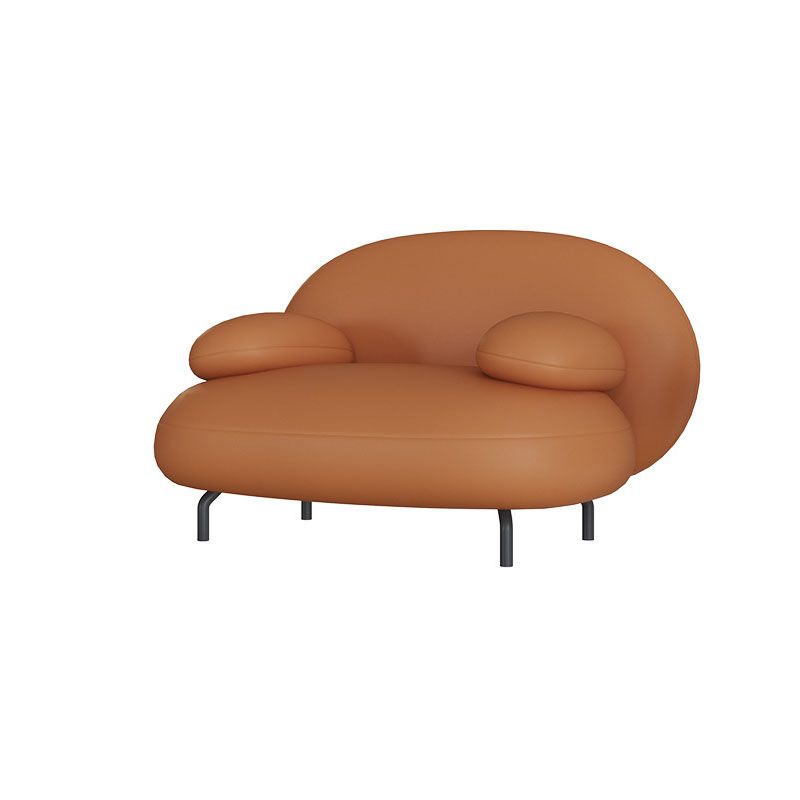 Faux Leather Modern Style Sofa 29.13" High Pillow Top Arm Seating
