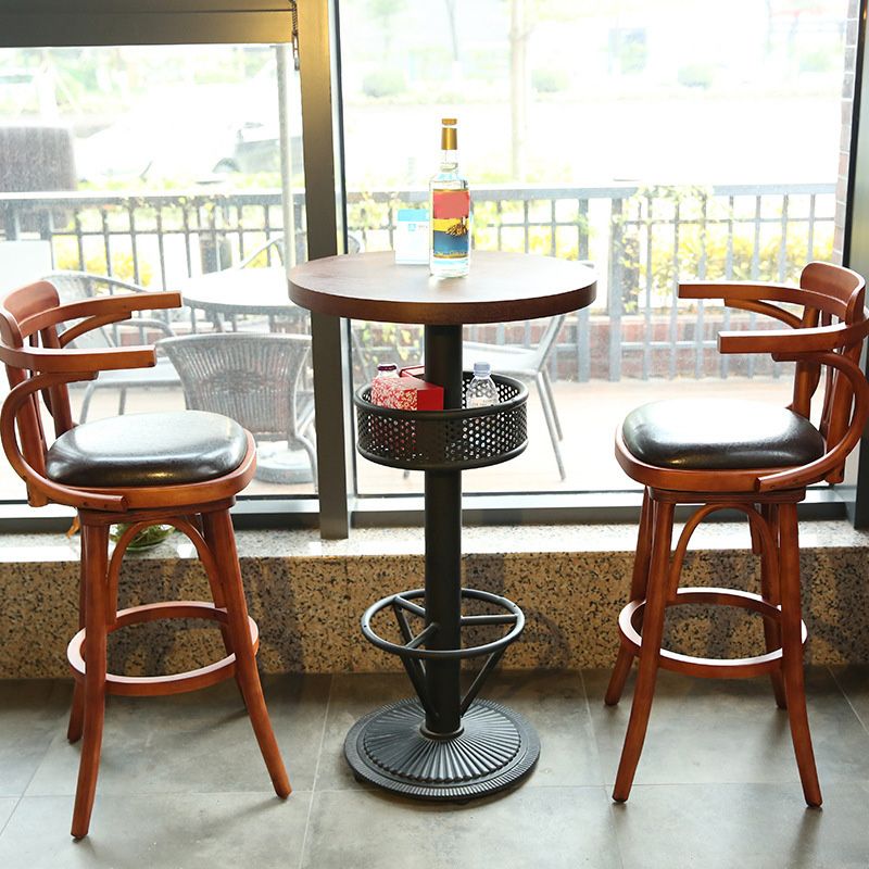 Modern 1/2/3 Pieces Wooden Pub Table Set Fixed Table Counter Table for Dining Room