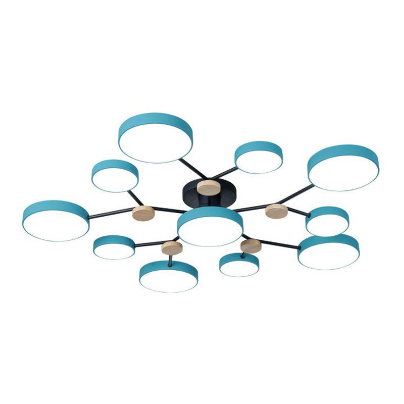 Round Shaped Living Room Chandelier Pendant Light Acrylic 11 Heads Nordic Style Pendant Light Fixture