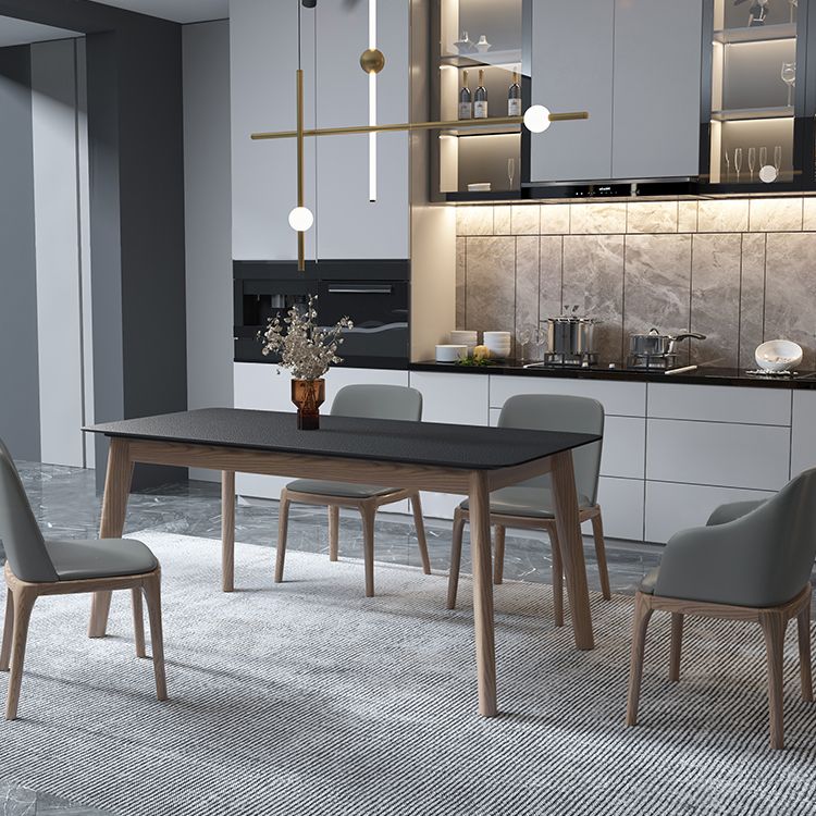 Modern Dining Table with Ash Wood Legs Rectangle Dinette Table