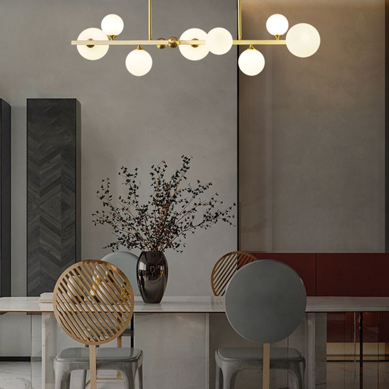 Modern Simple Dining Chandelier Light Round Glass Shade Ceiling Pendant Light