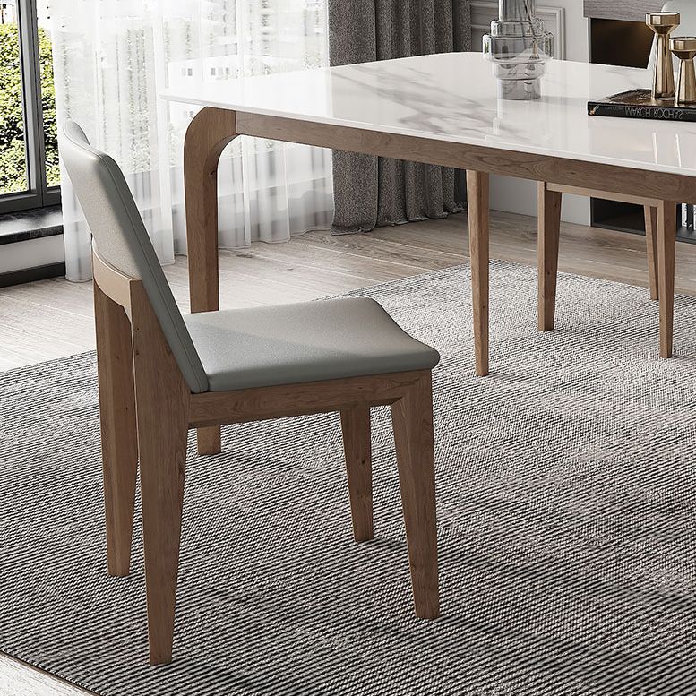 Mesa de comedor industrial rectangular Mesa blanca fija con piedra sinterizada
