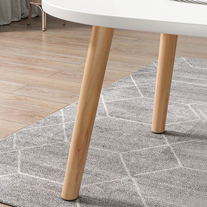Modern Wooden Coffee Table Oval Bunching Coffee Table Set for Living Room