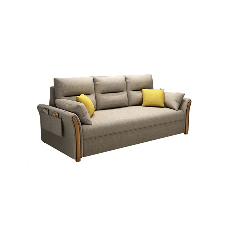 Contemporary Cotton Blend Convertible Flared Arm Couch Bed with Pillows
