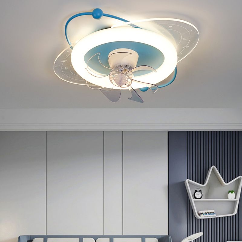 7-Blade Ceiling Fan Children Metallic Pink/Blue Fan with Light for Room