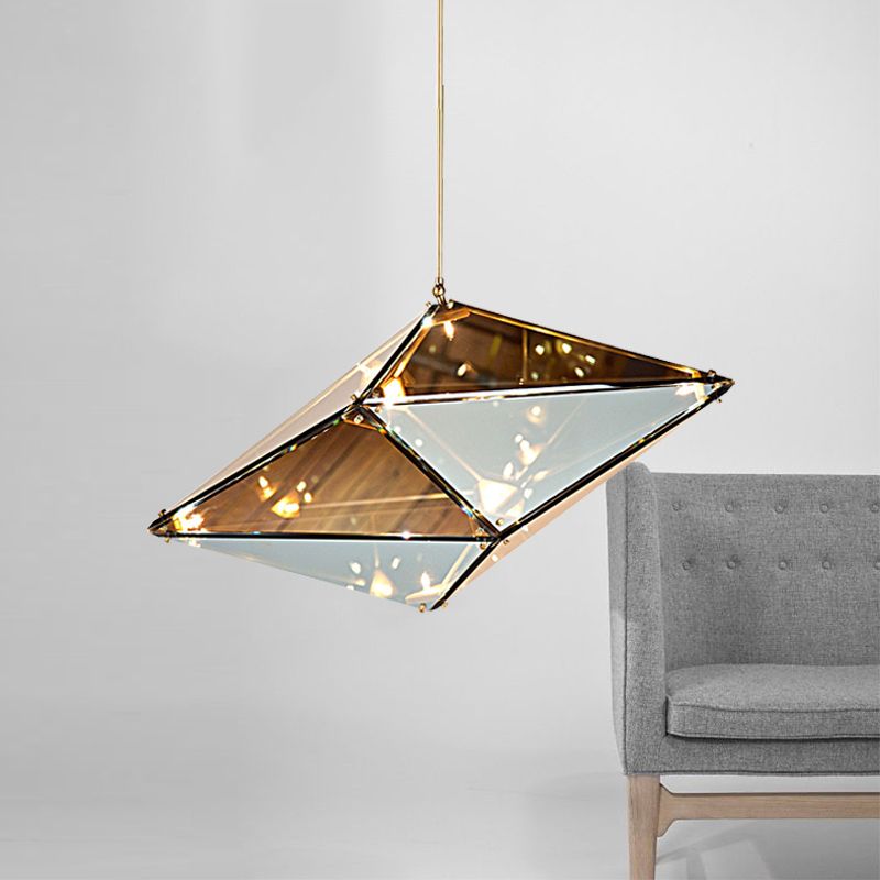 Horizontal/vertikaler Diamantanhänger Lampe Moderne Bernstein/Rauchglas Multi -Lichter Wohnzimmer LED -Deckenleuchte, 23,5 "/31"/42 "breit