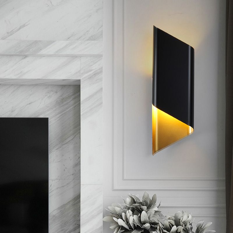 Curved Sconce Light Fixture Minimalist Style Metal Gold-Black Wall Mounted Light