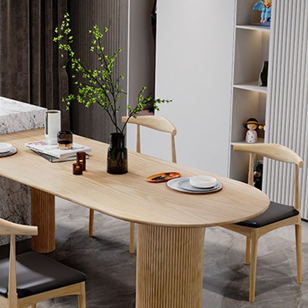Modern Ash Wood Table for Restaurant Oval Table with 3 Wood Legs